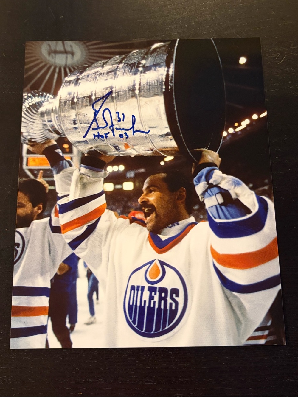 Grant Fuhr Edmonton Oilers Signed Autograph 8x10 Hockey Photo With COA